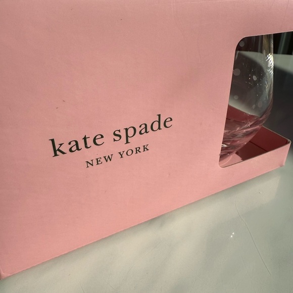 NIB kate spade Lenox Collab Larabee Dot Crystal Stemless 12oz Wine Glass (Set 4) - Picture 2 of 7